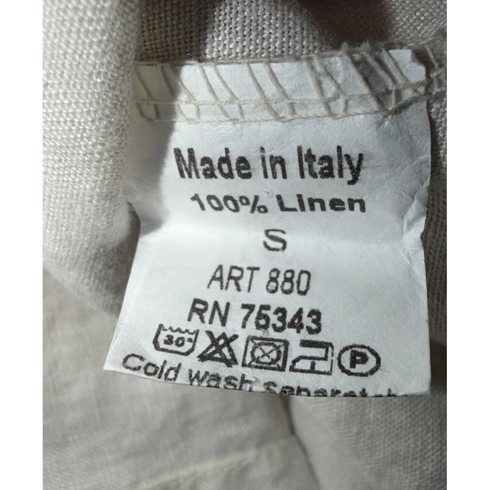 Terzo Millennio Sand 100% Linen Short Sleeve Hi-Low Hem Tunic Top Size Small - Picture 5 of 5